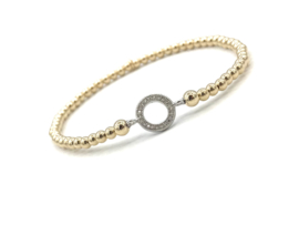 Armband Dilara met real gold plated balletjes en round Zirkonia tussenstukje
