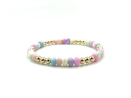 Armband Fardau met luxe parelmoer wieltjes en goudkleurige real gold plated bolletjes