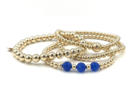 Armband Fien met real gold plated balletjes en lapis lazuli edelsteen