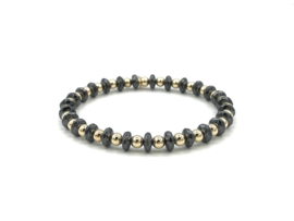 Armband Coco met hematiet en real gold plated balletjes