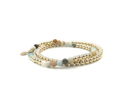 Armband Amelie met amazoniet en real gold plated balletjes