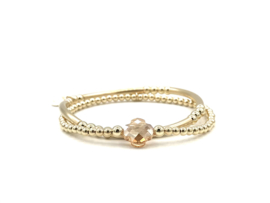 Armband Chanel met facet geslepen shiny gold colored klaver en real gold plated balletjes