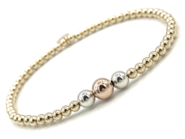 Armband Marie met 925 Sterling zilveren- en real gold plated- en rosé real gold plated balletjes