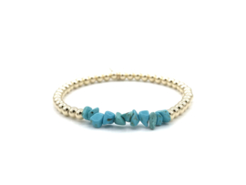 Armband Joy met real gold plated balletjes en turquoise edelsteen