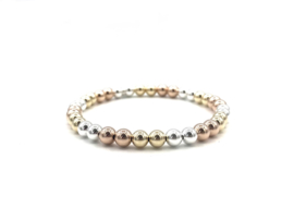 Armband Angela met 925 Sterling zilveren, real gold plated en rosé real gold plated balletjes