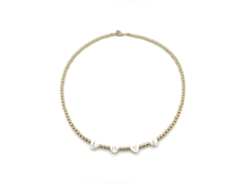 Ketting Love heart met real gold plated balletjes en luxe parelmoer hartjes