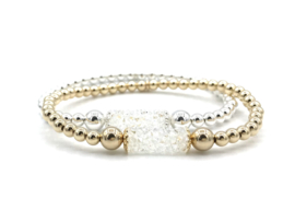 Armband Nour met real gold plated balletjes en Swarovski crystal