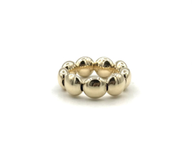 Stretch ring Giulia medium met platte real gold plated balletjes