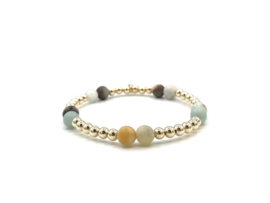 Armband Isra met amazoniet en real gold plated balletjes