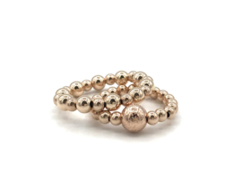 Stretch ring Marbette met glitterbal big en rosé real gold plated balletjes