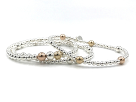 Armband Lily met Sterling zilveren, real gold plated- en rosé real gold plated balletjes