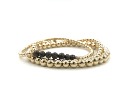 Armband Alina met real gold plated balletjes en bronzite edelsteen