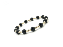 Armband Chiara black met real gold plated balletjes en onyx edelsteen