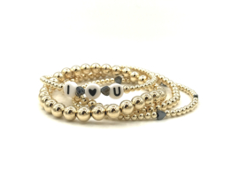 Armband I LOVE YOU met real gold plated balletjes