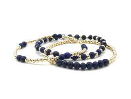 Armband Selena met real gold plated balletjes en Lapis Lazuli edelsteen