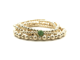 Armband Sylvia green met real gold plated balletjes en bolletje van Swarovski crystal