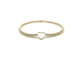 Armband Olivia met real gold plated balletjes en hartje