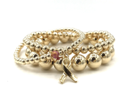 Armband Pink Ribbon met real gold plated balletjes