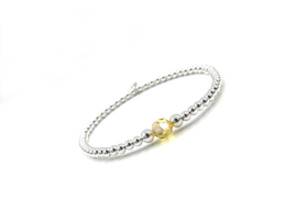 Armband Azra Yellow met zilveren balletjes en Swarovski crystal