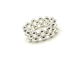 Stretch ring Zehra met dubbele lagen 925 Sterling zilveren balletjes