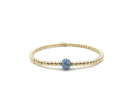 Armband Sylvia blue met real gold plated balletjes en bolletje van Swarovski crystal