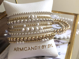 Armband Fabienne met real gold plated balletjes en gesatineerd Sterling zilver