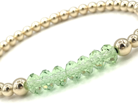 Armband Claire met groen Swarovski crystal en real gold plated balletjes