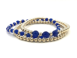 Armband Caren met blauwe Lapis Lazuli edelsteen en real gold plated balletjes