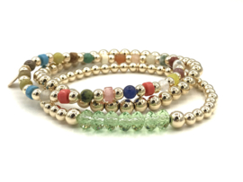 Armband Claire met groen Swarovski crystal en real gold plated balletjes