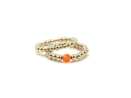 Stretch ring Azra met real gold plated balletjes en oranje Swarovski crystal