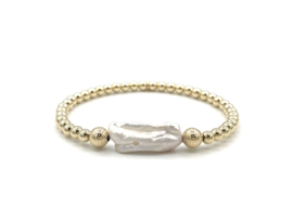 Armband Risa met biwa parel en real gold plated balletjes