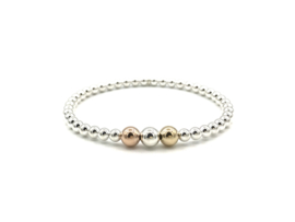 Armband Lily met Sterling zilveren, real gold plated- en rosé real gold plated balletjes