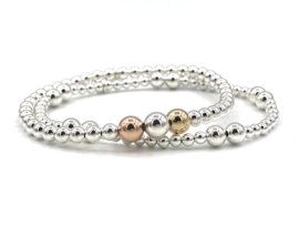 Armband Lily met Sterling zilveren, real gold plated- en rosé real gold plated balletjes