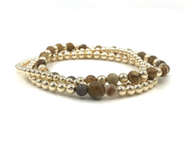 Armband Fayenne met jasper en real gold plated balletjes