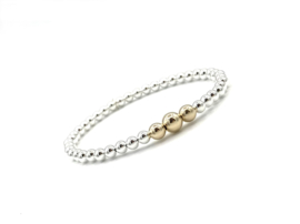 Armband Feline met Sterling zilveren- en real gold plated balletjes