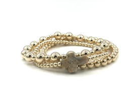 Armband Cross met real gold plated balletjes en kruisje van crazy lace agaat