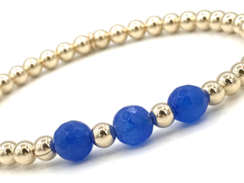 Armband Fien met real gold plated balletjes en lapis lazuli edelsteen