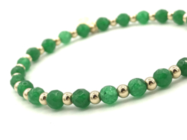 Armband Nina green met real gold plated balletjes en jade edelsteen