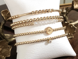 Armband lucky coin small met real gold plated balletjes