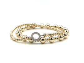 Armband Dilara met real gold plated balletjes en round Zirkonia tussenstukje