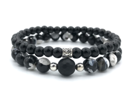 Heren armband Luca met onyx edelstenen en Sterling zilveren kralen