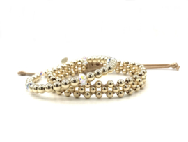 Armband Zehra silk met real gold plated balletjes op goudkleurig satijnkoord