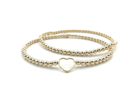 Armband Olivia met real gold plated balletjes en hartje