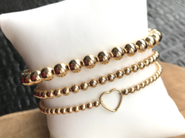 Armband Olivia met real gold plated balletjes en hartje