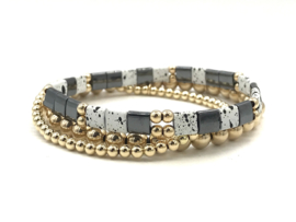 Armband Tila night met gold plated balletjes en edelsteen