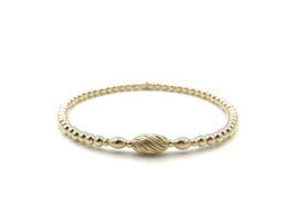 Armband Alyssa met ovale twisted bal en real gold plated balletjes