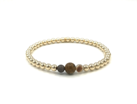 Armband Fayenne met jasper en real gold plated balletjes