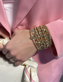 Armband Rana gold met real gold plated balletjes en Swarovski crystal