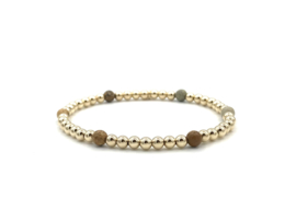 Armband Inaya met real gold plated balletjes en jasper edelsteen