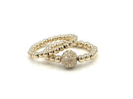 Stretch ring Sylvia met real gold plated balletjes en Swarovski crystal